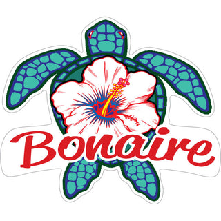 Bonaire   Blue Turtle with White Flower Sticker