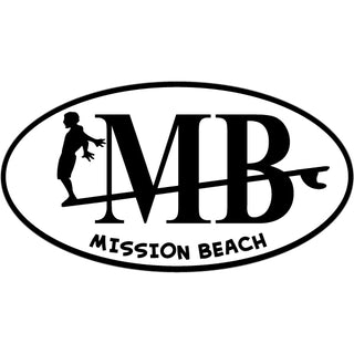 Mission Beach   Long Boarder Euro Oval Sticker
