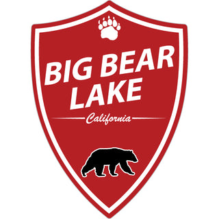 Big Bear Lake  California   Red Shield With Bear Sticker