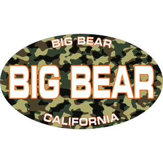 Big Bear  California   Camouflage Print Filled Euro Oval Sticker