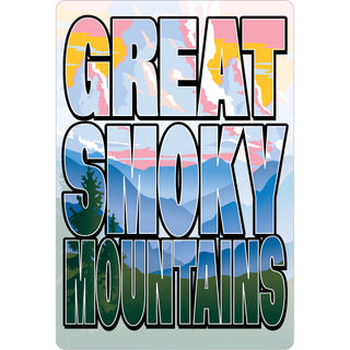 Great Smoky Mountains Pastel Filled Big Block Letters Vertical Sticker