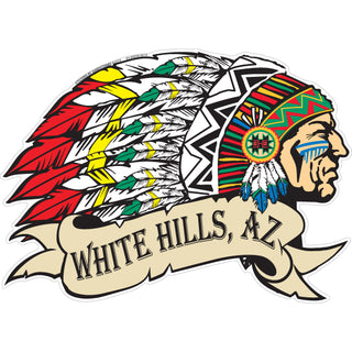 White Hills AZ Indian Chief Profile Banner Sticker