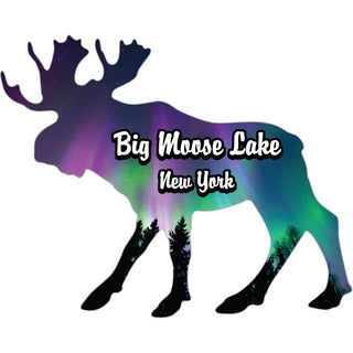 Big Moose Lake  New York   Northern Lights Moose Sticker
