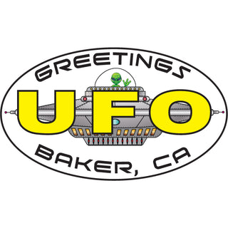 Baker  CA Alien UFO Greetings Sticker