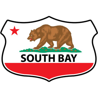 OK4 South Bay  CA State Flag in Wide Shield Sticker