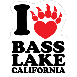 Bass Lake  California   Bear Paw Heart Sticker