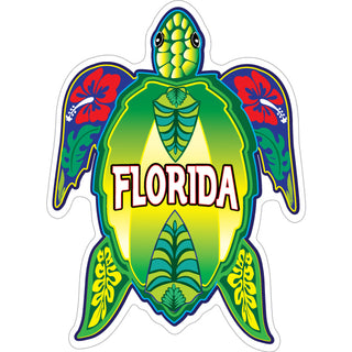 Florida   Green Floral Turtle Sticker