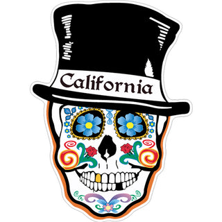 California Sugar Skull Top Hat Sticker