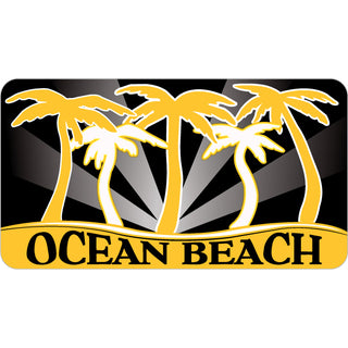 Ocean Beach  CA   Gold Palms Trees Sticker