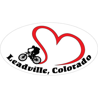 Leadville Colorado Bike Heart Oval Sticker