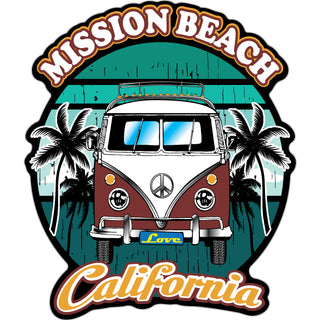 OK4 Mission Beach  CA Burgundy Bus Front View Sticker