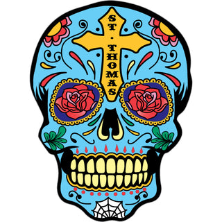 St. Thomas   Blue Sugar Skull Sticker