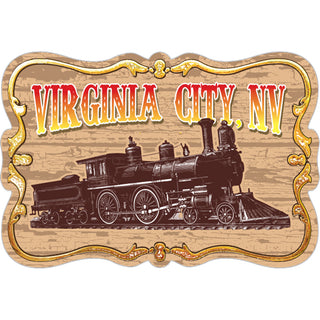 Virginia City NV   Train on Wood Plaque Sticker