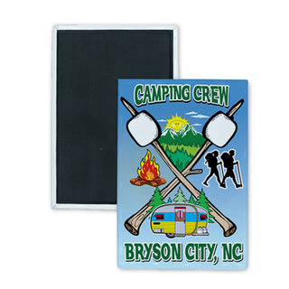 Bryson City  NC   Camping Crew Marshmallow Sticks Rectangle Badge Magnet