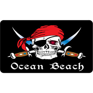 Ocean Beach  California   Skull Cross Swords Sticker