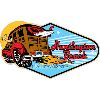 Huntington Beach  California   Rounded Diamond Woody Sticker