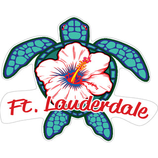 Ft. Lauderdale Blue Turtle w White Flower Sticker