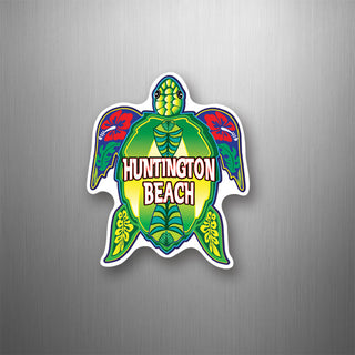 Huntington Beach Green Floral Turtle Vertical Flexible Magnet