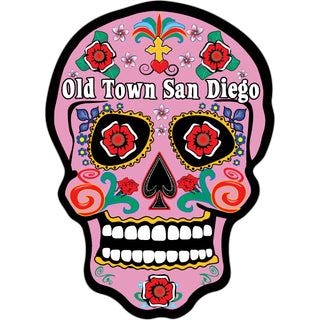 Old Town San Diego CA Pink Sugar Skull Sticker