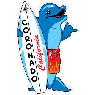 Coronado Standing Dolphin   Postcard Sized Sticker Sticker