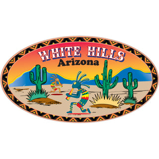 White Hills  AZ Kokopelli Desert Scene Sticker