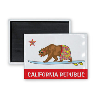 California flag heart bear on surfboard1 Rectangle Badge Magnet
