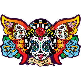 OK4 Old Town San Diego  CA Butterfly Sugar Skull (00666) Sticker