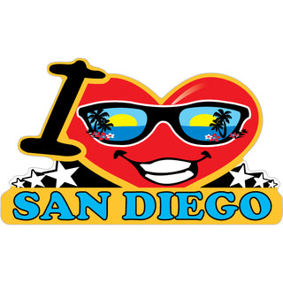 San Diego CA Happy Face Heart Sticker