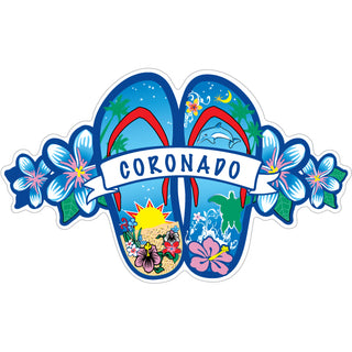 OK4 Coronado CA Double Blue Flip Flops Horizontal (28294) Sticker