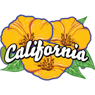 California on 3 Poppy Flowers Sticker