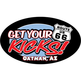 Oatman  AZ   R66 Get Your Kicks Oval Sticker