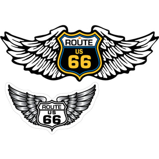 Route 66   Wings Shields Chrome Wings Sticker