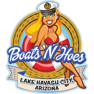 Lake Havasu City  Arizona   Boats & Hoes Bikini Girl Captain Hat 2 Sticker