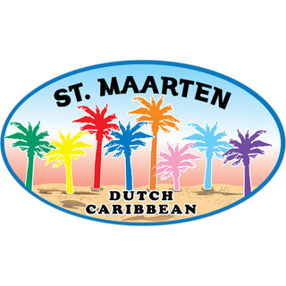 St. Maarten Dutch Caribbean   8 Colored Palms Sand Sticker