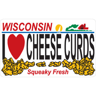GP SB210 I Heart Cheese Curds WI License Plate Sticker