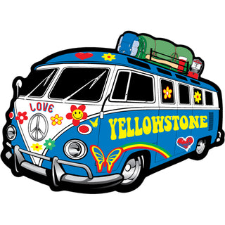 Yellowstone Hippie Bus w Camping Gear Sticker
