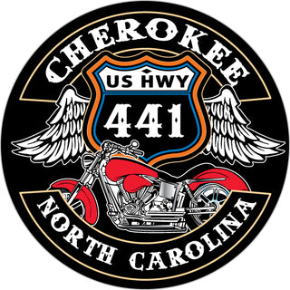 Cherokee  NC Winged Shield Motorcycle Sticker