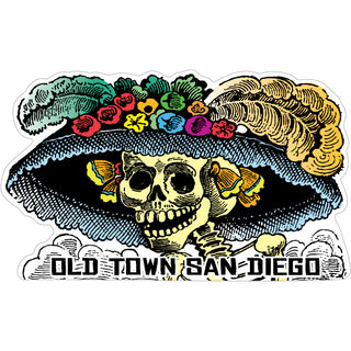 OK4 Old Town San Diego  Day of the Dead Colored Katrina Skull (00667) Sticker