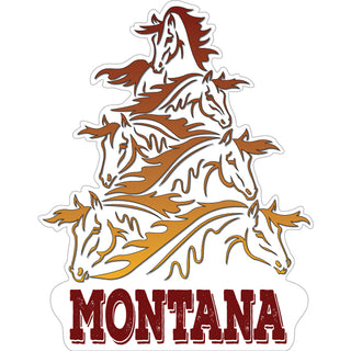 Montana   Horses White Copper Triangle Vertical Sticker