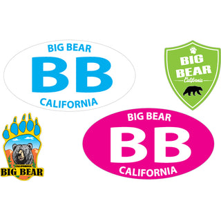 Big Bear  California   Colored Euro Oval Shield Bear Paw Sticker