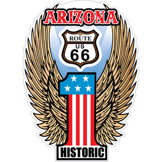 Arizona Number 1 Shield With Wings Route 66 Shield Sticker