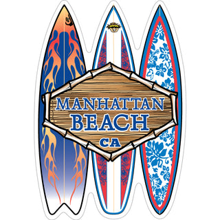 Manhattan Beach   3 Surfboards Wood Sign Sticker