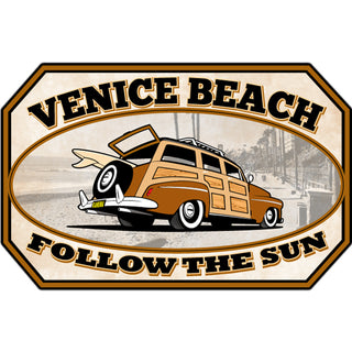 Venice Beach Woody Follow The Sun Sticker