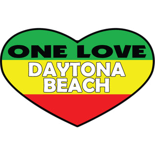 OK4 Daytona Beach One Love Rasta Heart Sticker