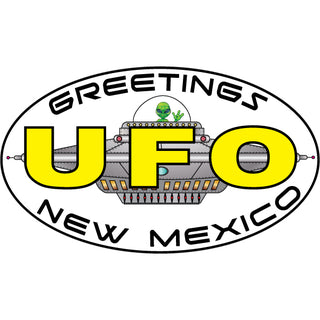 OK4 New Mexico Alien UFO Greetings Oval (01073) Sticker