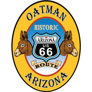Oatman  Arizona   2 Donkeys Gold Oval Sticker