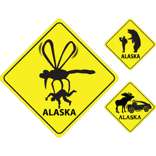Alaska   Alaska Caution Signs Sticker