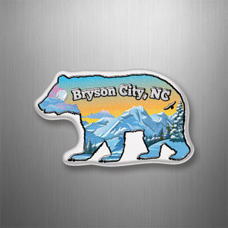 Bryson City  NC   Snowy Mountains Inside Bear 3D Magnet