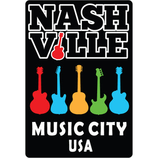 Nashville Music City USA 5 Guitars Vert Sticker