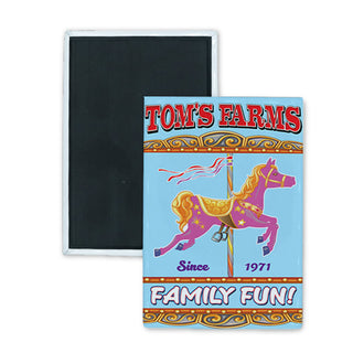 Toms Farms   Carousel Rectangle Badge Magnet